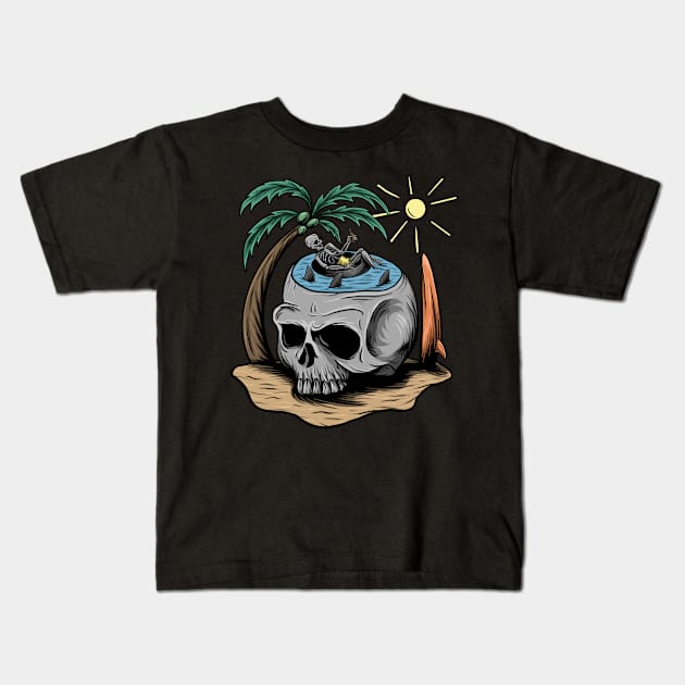 skull summer Kids T-Shirt by Arjanaproject